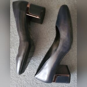 Dark Navy Block Heel Shoes